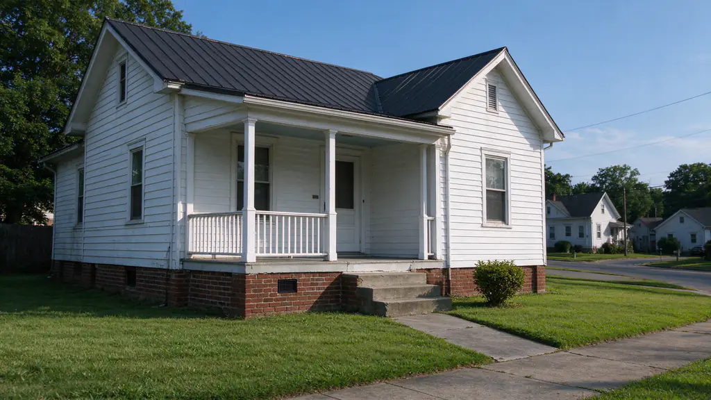 Mill-era frame house with a crawl space foundation on a tree-lined Gastonia street